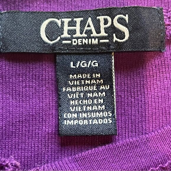 Chaps Large Jr. Henley long sleeve Purple and black 1/2 button metal - Picture 5 of 5